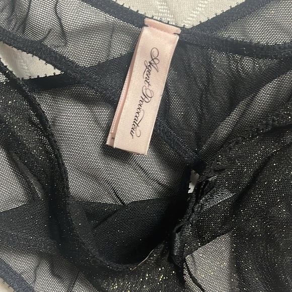 Agent Provocateur Black gold metallic Sheer Panties cutout medium 3 NWOT - Picture 4 of 7